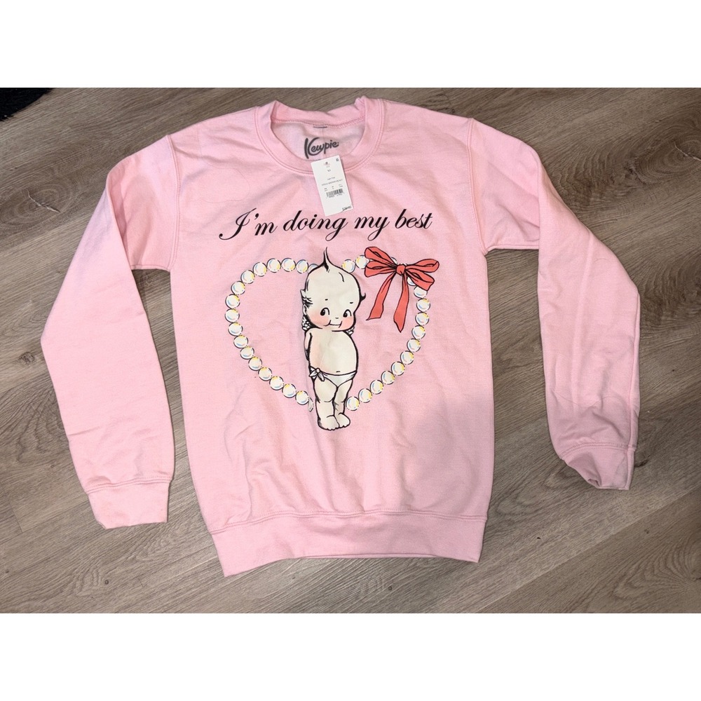 Kewpie Doll I'm Doing My Best Pink Graphic Sweatshirt XS KWP0010J2420